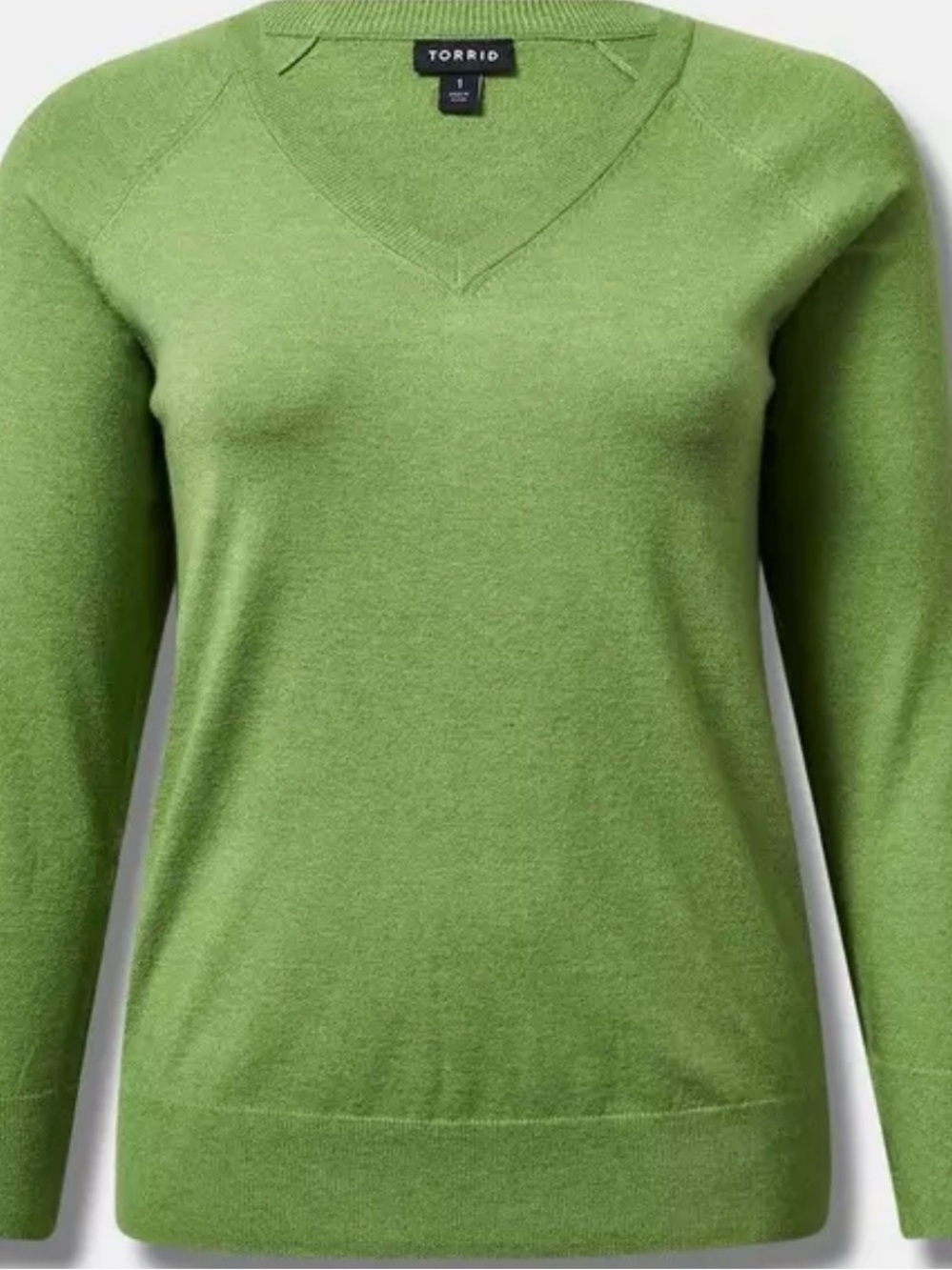 Torrid Everyday Soft V-Neck Raglan Sleeve Sweater Size 00 (M) 10 Green Heather